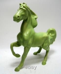 Vintage Art Deco MCM Chartreuse GREEN Ceramic Rearing Horse Figurine 12.5