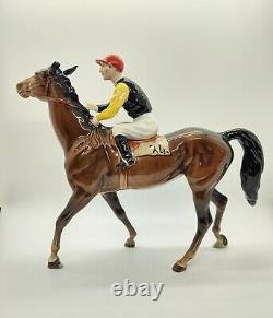 Vintage BESWICK Jockey & Walking Racehorse 1037 Porcelain Horse Racing Figurine