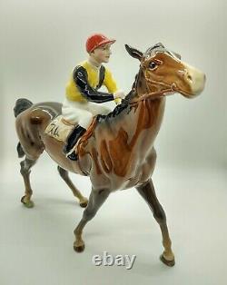 Vintage BESWICK Jockey & Walking Racehorse 1037 Porcelain Horse Racing Figurine
