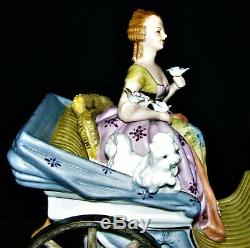 Vintage Beautiful Vittorio Sabadin Horse Drawn Carriage Porcelain Sculpture