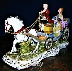 Vintage Beautiful Vittorio Sabadin Horse Drawn Carriage Porcelain Sculpture