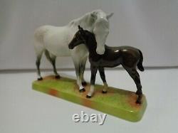 Vintage Beswick England Glossy Dapple Grey Glossy Mare & Foal Horse Fabulous