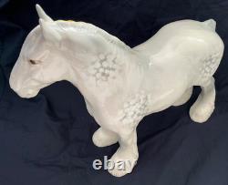 Vintage Beswick Horse Grey Shire Mare Porcelain Rare Horse Yellow Mane