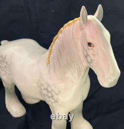 Vintage Beswick Horse Grey Shire Mare Porcelain Rare Horse Yellow Mane