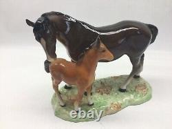 Vintage Beswick Mare And Foal Porcelain Horse Figurine