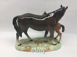 Vintage Beswick Mare And Foal Porcelain Horse Figurine