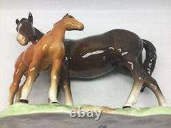 Vintage Beswick Mare And Foal Porcelain Horse Figurine