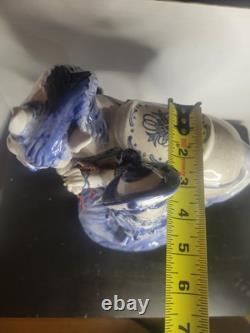 Vintage Bombay Co Chinese Porcelain Statue Man & Horse Blue & White Collectible