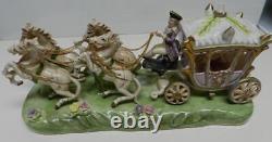 Vintage CAPODIMONTE ITALY Porcelain Figurine Carriage with Horses for CINDERELLA