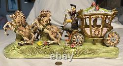 Vintage CAPODIMONTE ITALY Porcelain Figurine Carriage with Horses for CINDERELLA