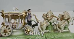 Vintage CAPODIMONTE ITALY Porcelain Figurine Carriage with Horses for CINDERELLA