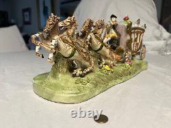 Vintage CAPODIMONTE ITALY Porcelain Figurine Carriage with Horses for CINDERELLA