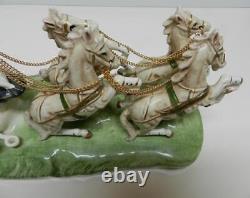 Vintage CAPODIMONTE ITALY Porcelain Figurine Carriage with Horses for CINDERELLA