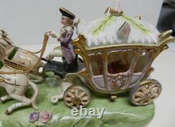 Vintage CAPODIMONTE ITALY Porcelain Figurine Carriage with Horses for CINDERELLA