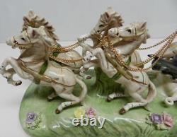 Vintage CAPODIMONTE ITALY Porcelain Figurine Carriage with Horses for CINDERELLA