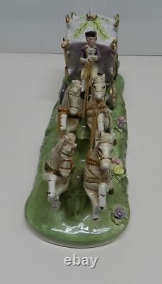 Vintage CAPODIMONTE ITALY Porcelain Figurine Carriage with Horses for CINDERELLA