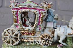 Vintage CAPODIMONTE PACELLI marked porcelain statue coach princess horses