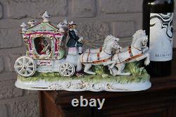 Vintage CAPODIMONTE PACELLI marked porcelain statue coach princess horses