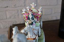 Vintage CAPODIMONTE PACELLI marked porcelain statue coach princess horses