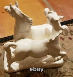 Vintage CORTENDORF Horses Trotting Porcelain, Embossed crown #2194 W. Germany