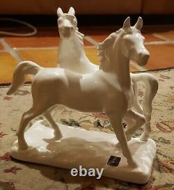 Vintage CORTENDORF Horses Trotting Porcelain, Embossed crown #2194 W. Germany