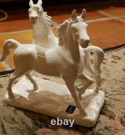 Vintage CORTENDORF Horses Trotting Porcelain, Embossed crown #2194 W. Germany