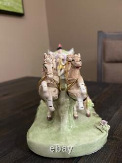 Vintage Capodimonte Armani Porcelain Royal Horse and Carriage Figurine