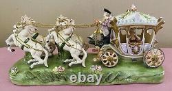 Vintage Capodimonte Cinderella Princess Carriage Horse Drawn Porcelain Italy