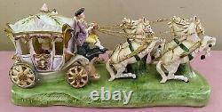 Vintage Capodimonte Cinderella Princess Carriage Horse Drawn Porcelain Italy