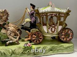Vintage Capodimonte Cinderella Style Horses And Carriage