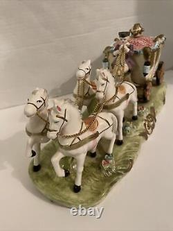 Vintage Capodimonte Dresden Victorian Horse and Carriage Porcelain 14-5604 Japan