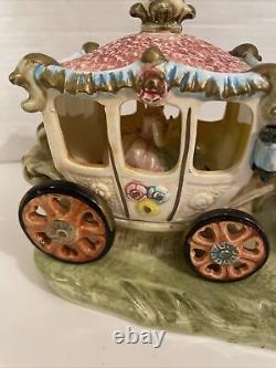 Vintage Capodimonte Dresden Victorian Horse and Carriage Porcelain 14-5604 Japan