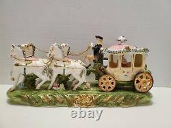 Vintage Capodimonte Heinz-Volkstedt Style German Porcelain Horse Carriage
