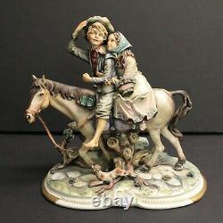 Vintage Capodimonte Italian Porcelain Boy & Girl on Horse Figurine by Rori