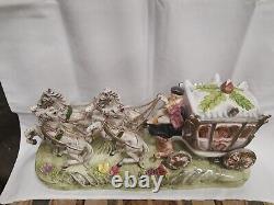 Vintage Capodimonte Italy Porcelain Lady/Princess Horse-Drawn Carriage