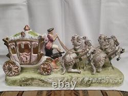 Vintage Capodimonte Italy Porcelain Lady/Princess Horse-Drawn Carriage