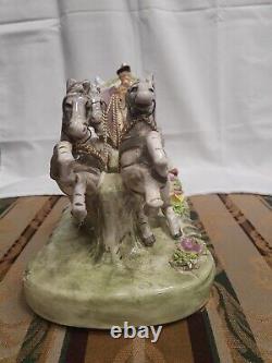 Vintage Capodimonte Italy Porcelain Lady/Princess Horse-Drawn Carriage