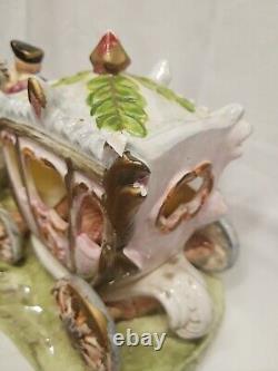 Vintage Capodimonte Italy Porcelain Lady/Princess Horse-Drawn Carriage