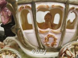 Vintage Capodimonte Italy Porcelain Lady/Princess Horse-Drawn Carriage