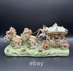 Vintage Capodimonte Neopolitan Porcelain Horse Drawn Royal Carriage Cinderella