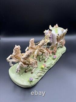 Vintage Capodimonte Neopolitan Porcelain Horse Drawn Royal Carriage Cinderella