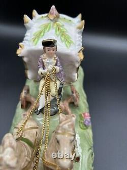 Vintage Capodimonte Neopolitan Porcelain Horse Drawn Royal Carriage Cinderella