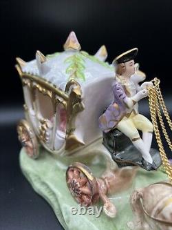 Vintage Capodimonte Neopolitan Porcelain Horse Drawn Royal Carriage Cinderella