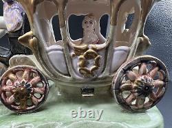 Vintage Capodimonte Neopolitan Porcelain Horse Drawn Royal Carriage Cinderella