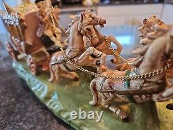 Vintage Capodimonte Porcelain 4 Horse Drawn Carriage withDriver & Lady-14x7x5