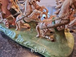 Vintage Capodimonte Porcelain 4 Horse Drawn Carriage withDriver & Lady-14x7x5