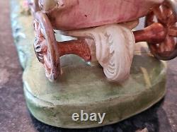 Vintage Capodimonte Porcelain 4 Horse Drawn Carriage withDriver & Lady-14x7x5