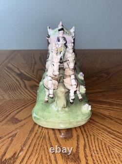 Vintage Capodimonte Porcelain Horse Drawn Carriage Italy EUC