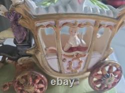 Vintage Capodimonte Porcelain Horse Drawn Carriage With Cinderella Italy