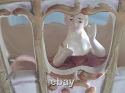 Vintage Capodimonte Porcelain Horse Drawn Carriage With Cinderella Italy